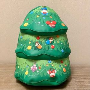 NWT Loungefly Disney Chip ‘N Dale Christmas Tree Backpack